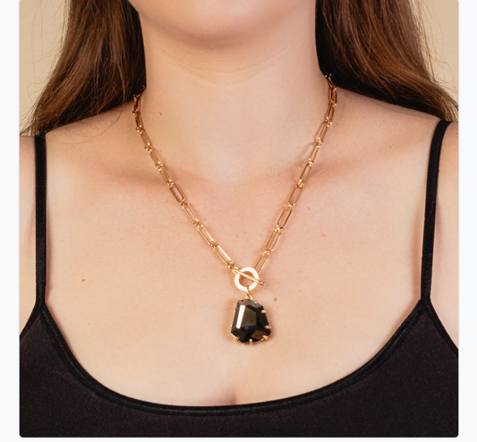 Abstract Crystal Necklace - Black